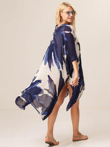Moss Rose Blue Boho Kimono